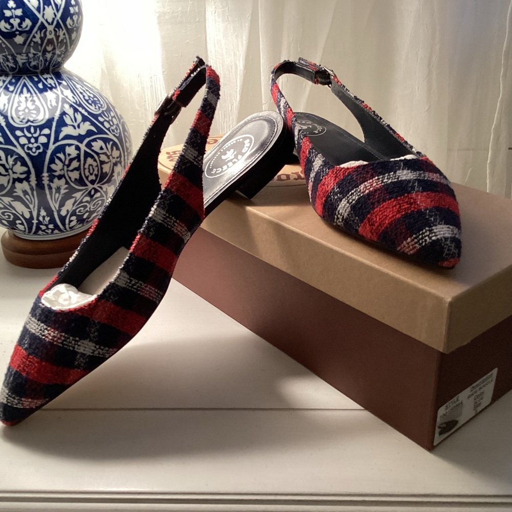 Brooks Brothers Red Fleece collection Plaid Slingback Women Shoes